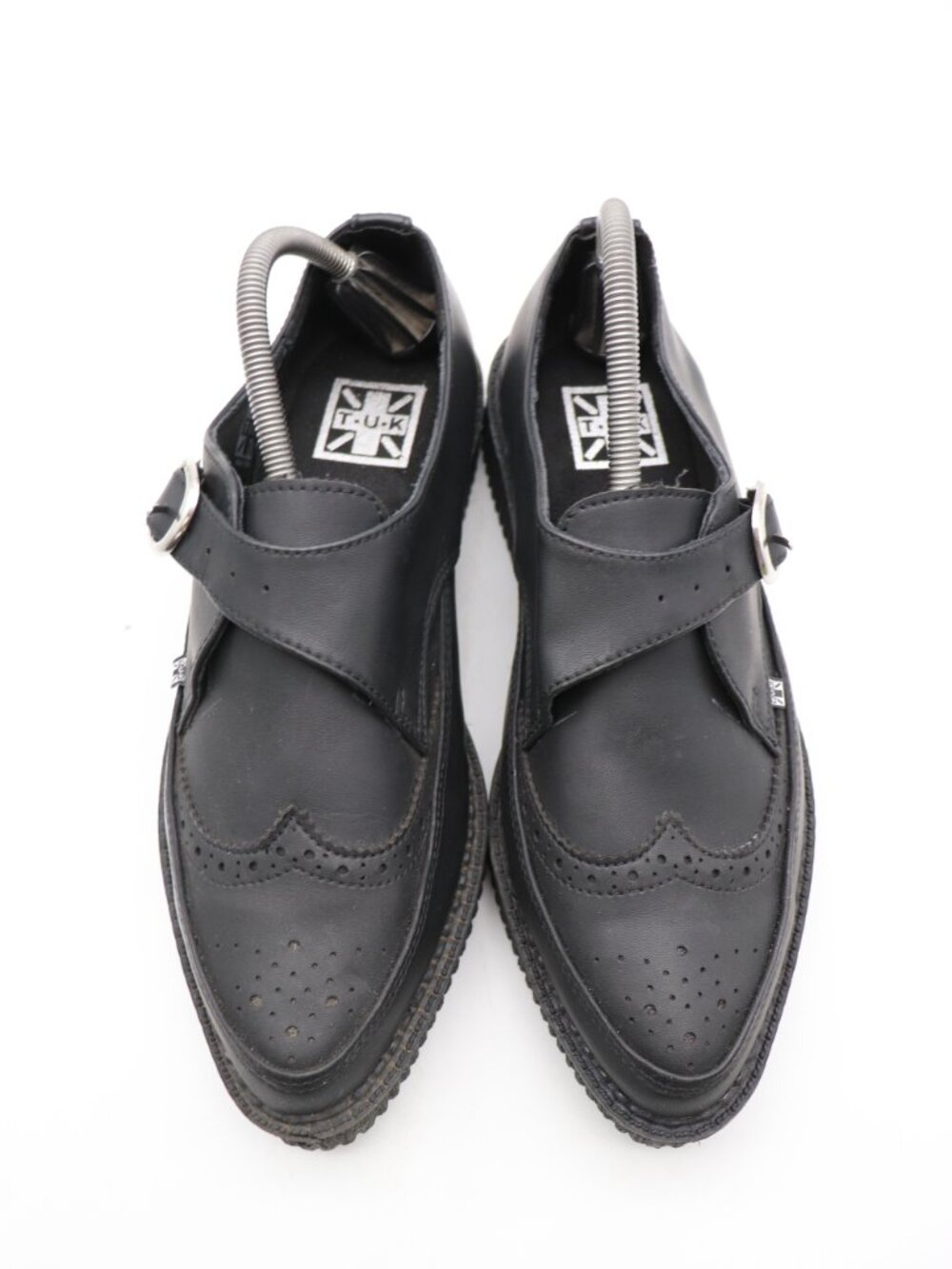T.U.K. Black Tukskin Wingtip Point Creeper Women's 11 Men's 9 Buckle Shoes - Picture 2 of 10